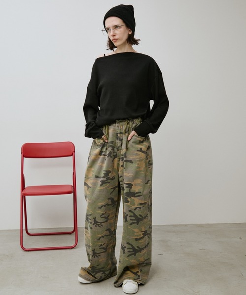 Auntie Rosa Holiday(アンティローザホリデー)の「サーマルオフショルプルオーバー(Tシャツ/カットソー・レディース・アイボリー/ボルドー/ブラック・FREE)」の8枚目の写真