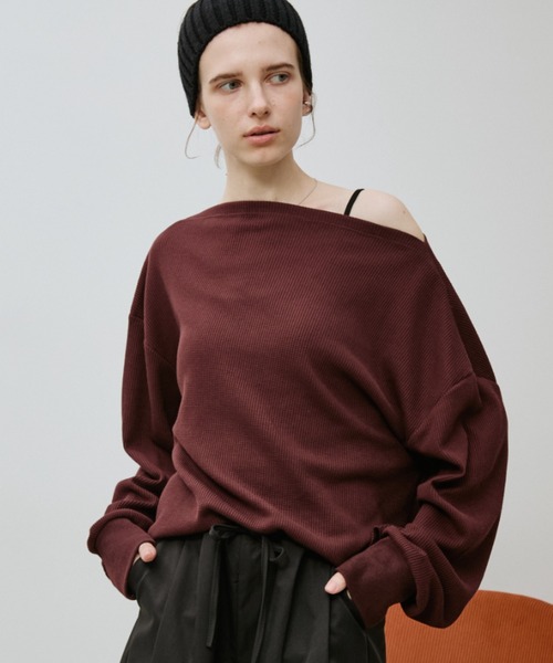 Auntie Rosa Holiday(アンティローザホリデー)の「サーマルオフショルプルオーバー(Tシャツ/カットソー・レディース・アイボリー/ボルドー/ブラック・FREE)」の22枚目の写真