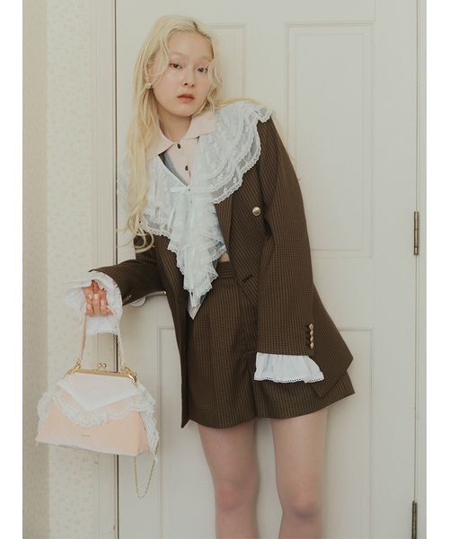 FURFUR(ファーファー)の「タックショートパンツ(その他パンツ・レディース・ネイビー/チェック・F)」の4枚目の写真