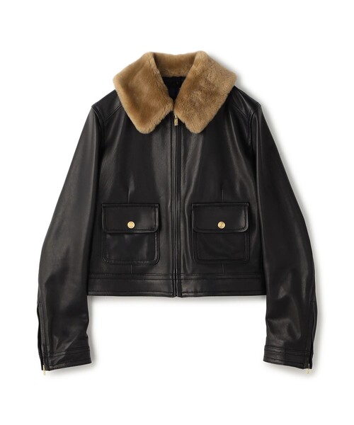 TOMORROWLAND collection(トゥモローランドコレクション)の「セミベジタブルレザー ファーブルゾン(ブルゾン・レディース・ブラック/ブラウン・36)」の2枚目の写真