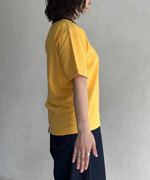 CPCM（シーピーシーエム）の「クラックロゴリンガーT（Tシャツ/カットソー・メンズ・ピンク/ブラック/マスタード/ホワイト・FREE）」の6枚目の写真