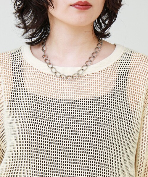 GLOSTER(グロスター)の「3/4スリーブメッシュTシャツ シアーT 7分袖 オーバーサイズ(Tシャツ/カットソー・メンズ・グレイッシュブルー/ブラック/アイボリー・S/L/M)」の14枚目の写真
