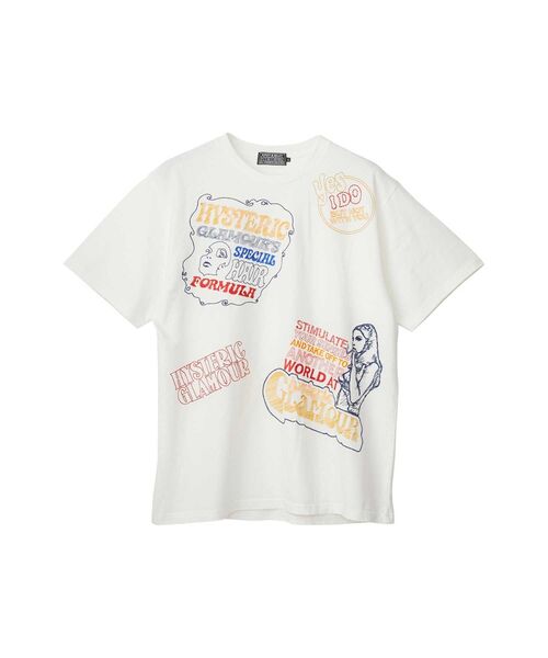 HYSTERIC GLAMOUR(ヒステリックグラマー)の「HYSTERIC SCRATCH刺繍 Tシャツ(Tシャツ/カットソー・メンズ・ホワイト/ブラック/ブルー・X-LARGE/LARGE/MEDIUM/SMALL)」の1枚目の写真
