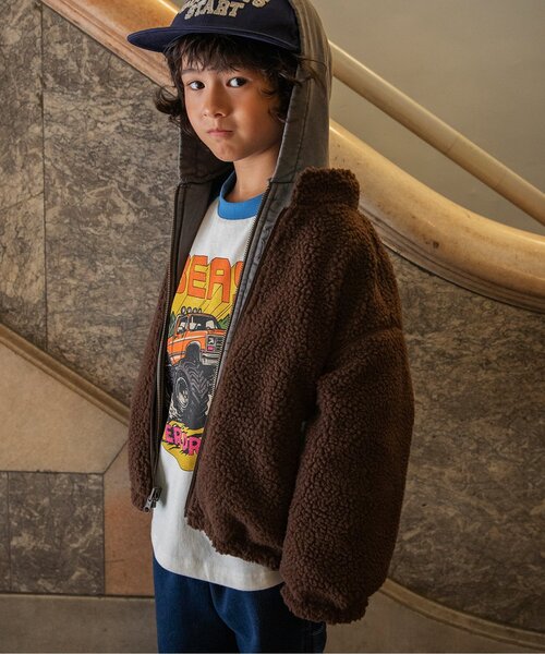 BREEZE(ブリーズ)の「【2WAY】B NEWJACK 両面主役リバーシブルボアジャケット(ブルゾン・キッズ・ベージュ/ダークグリーン/ブラック/オレンジ/ミント・160/140/130/120/150/100/110/90/80)」の20枚目の写真