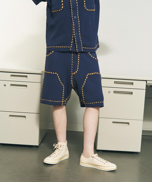 PHINGERIN(フィンガリン)の「PHINGERIN / フィンガリン SUMMER PG1 DOUBLE KNEE SHORTS サマーピージーワン ダブルニーショートパンツ ニットパンツ(その他パンツ・メンズ・レッド/ネイビー・MEDIUM/LARGE)」の2枚目の写真