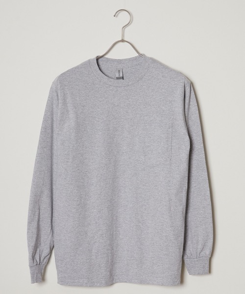 GILDAN(ギルダン)の「【GILDAN】 6.0 oz ビッグシルエット USAオーバーサイズ ポケット付きロングスリーブTシャツ(Tシャツ/カットソー・メンズ・ネイビー/グレー・L/XL/S)」の2枚目の写真