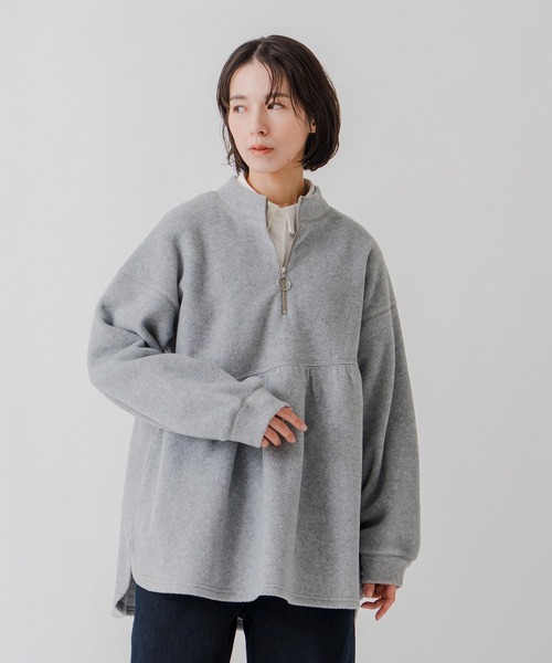 Kelen（ケレン）の「「KELEN / ケレン」アシンメトリーデザインハーフジップフリースプルオーバー（Tシャツ/カットソー・レディース・ライトグレー/ブラック/ライトベージュ・M/S）」の3枚目の写真