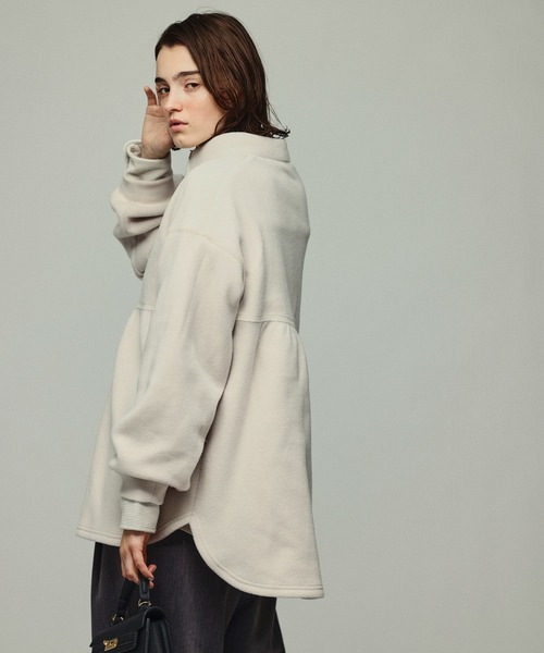 Kelen（ケレン）の「「KELEN / ケレン」アシンメトリーデザインハーフジップフリースプルオーバー（Tシャツ/カットソー・レディース・ライトグレー/ブラック/ライトベージュ・M/S）」の7枚目の写真