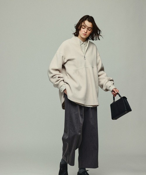 Kelen（ケレン）の「「KELEN / ケレン」アシンメトリーデザインハーフジップフリースプルオーバー（Tシャツ/カットソー・レディース・ライトグレー/ブラック/ライトベージュ・M/S）」の9枚目の写真