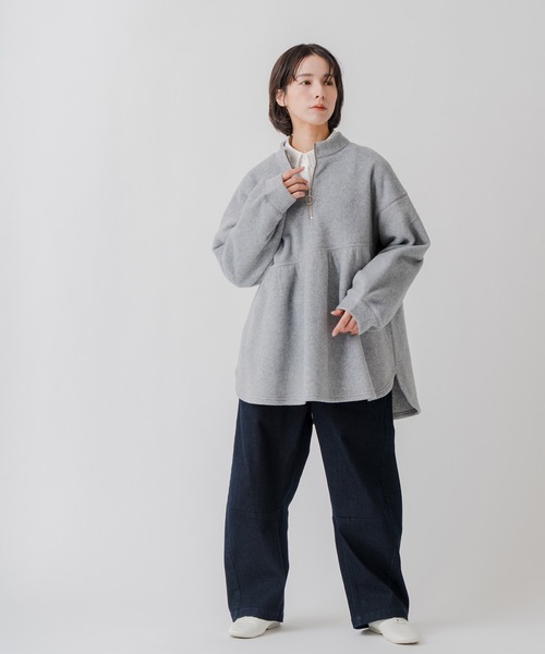 Kelen（ケレン）の「「KELEN / ケレン」アシンメトリーデザインハーフジップフリースプルオーバー（Tシャツ/カットソー・レディース・ライトグレー/ブラック/ライトベージュ・M/S）」の13枚目の写真