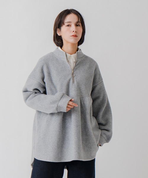 Kelen（ケレン）の「「KELEN / ケレン」アシンメトリーデザインハーフジップフリースプルオーバー（Tシャツ/カットソー・レディース・ライトグレー/ブラック/ライトベージュ・M/S）」の14枚目の写真