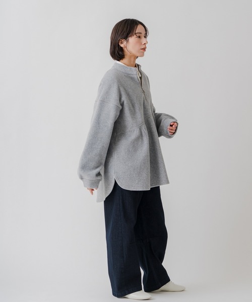 Kelen（ケレン）の「「KELEN / ケレン」アシンメトリーデザインハーフジップフリースプルオーバー（Tシャツ/カットソー・レディース・ライトグレー/ブラック/ライトベージュ・M/S）」の15枚目の写真