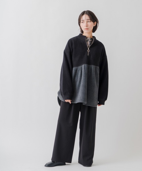 Kelen（ケレン）の「「KELEN / ケレン」アシンメトリーデザインハーフジップフリースプルオーバー（Tシャツ/カットソー・レディース・ライトグレー/ブラック/ライトベージュ・M/S）」の19枚目の写真