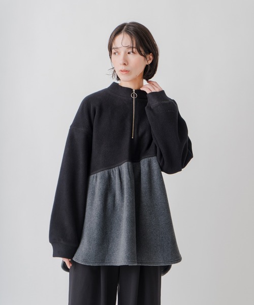 Kelen（ケレン）の「「KELEN / ケレン」アシンメトリーデザインハーフジップフリースプルオーバー（Tシャツ/カットソー・レディース・ライトグレー/ブラック/ライトベージュ・M/S）」の20枚目の写真