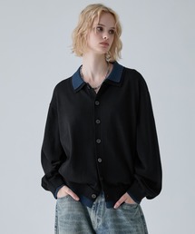 VELNUS（ベルナス）の「【VELNUS】Fake Layered Color-Blocked Knit Shirt Cardigan/フェイクレイヤード配色 ニットシャツカーディガン（シャツ/ブラウス・メンズ）」