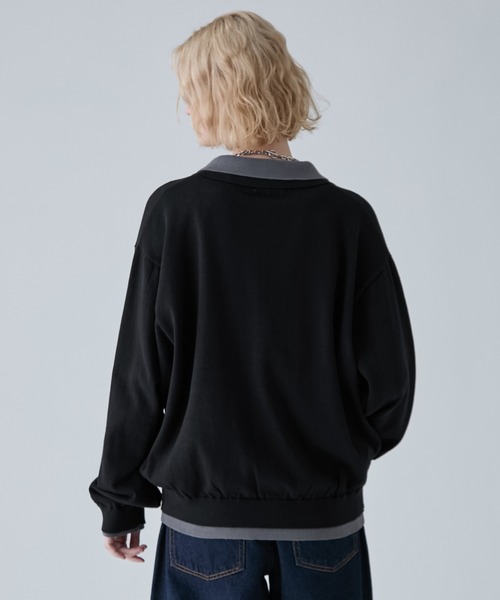 VELNUS(ベルナス)の「【VELNUS】Fake Layered Color-Blocked Knit Shirt Cardigan/フェイクレイヤード配色 ニットシャツカーディガン(シャツ/ブラウス・メンズ・ライトブルー/チャコールグレー/ブルー・S/L/M)」の5枚目の写真