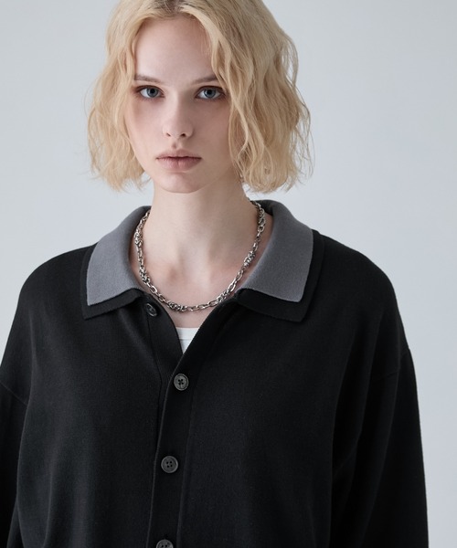 VELNUS(ベルナス)の「【VELNUS】Fake Layered Color-Blocked Knit Shirt Cardigan/フェイクレイヤード配色 ニットシャツカーディガン(シャツ/ブラウス・メンズ・ライトブルー/チャコールグレー/ブルー・S/L/M)」の12枚目の写真