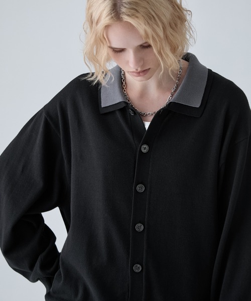 VELNUS(ベルナス)の「【VELNUS】Fake Layered Color-Blocked Knit Shirt Cardigan/フェイクレイヤード配色 ニットシャツカーディガン(シャツ/ブラウス・メンズ・ライトブルー/チャコールグレー/ブルー・S/L/M)」の14枚目の写真