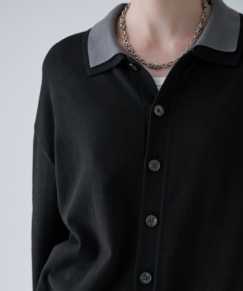 VELNUS(ベルナス)の「【VELNUS】Fake Layered Color-Blocked Knit Shirt Cardigan/フェイクレイヤード配色 ニットシャツカーディガン(シャツ/ブラウス・メンズ・ライトブルー/チャコールグレー/ブルー・S/L/M)」の15枚目の写真