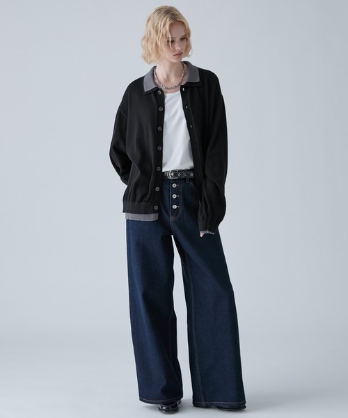 VELNUS(ベルナス)の「【VELNUS】Fake Layered Color-Blocked Knit Shirt Cardigan/フェイクレイヤード配色 ニットシャツカーディガン(シャツ/ブラウス・メンズ・ライトブルー/チャコールグレー/ブルー・S/L/M)」の17枚目の写真