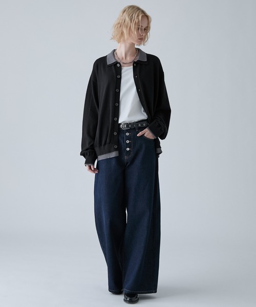 VELNUS(ベルナス)の「【VELNUS】Fake Layered Color-Blocked Knit Shirt Cardigan/フェイクレイヤード配色 ニットシャツカーディガン(シャツ/ブラウス・メンズ・ライトブルー/チャコールグレー/ブルー・S/L/M)」の19枚目の写真