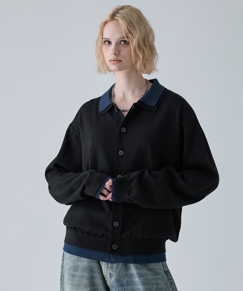 VELNUS(ベルナス)の「【VELNUS】Fake Layered Color-Blocked Knit Shirt Cardigan/フェイクレイヤード配色 ニットシャツカーディガン(シャツ/ブラウス・メンズ・ライトブルー/チャコールグレー/ブルー・S/L/M)」の22枚目の写真