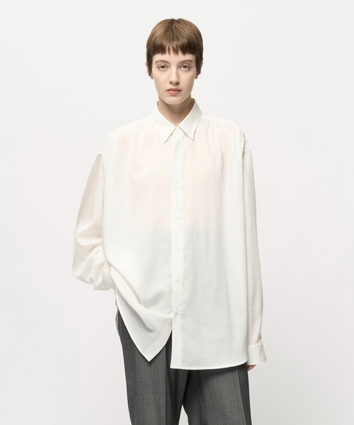 Juha(ユハ)の「HUSH DRAPED GATHER SHIRT(シャツ/ブラウス・メンズ・ブラック/サックスブルー/ホワイト・4/3)」の1枚目の写真