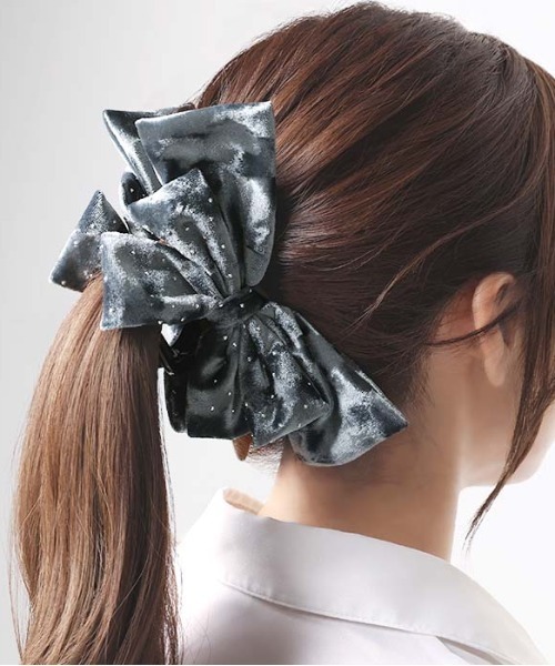 ベロアラインストーン/ヘアクリップ（バレッタ/ヘアクリップ