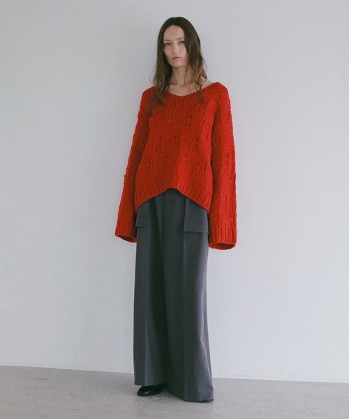 MANOF(マノフ)の「BULKY YARN HAND KNIT TOPS(ニット/セーター・レディース・グレー/ネイビー/レッド・F)」の17枚目の写真