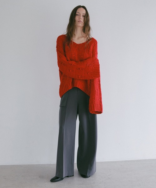 MANOF(マノフ)の「BULKY YARN HAND KNIT TOPS(ニット/セーター・レディース・グレー/ネイビー/レッド・F)」の18枚目の写真