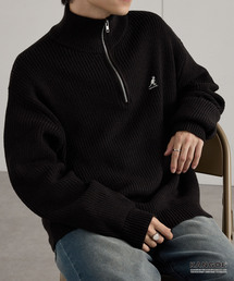 KANGOL/カンゴール 別注 ロゴ刺繍 バルキー オーバーサイズ ハーフジップニット