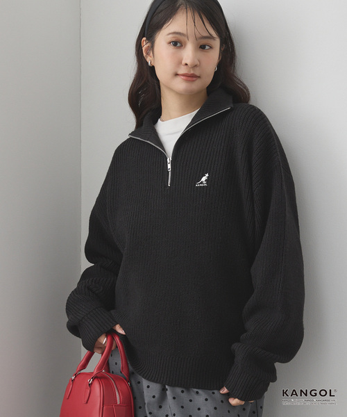 KANGOL（カンゴール）の「KANGOL/カンゴール 別注 ロゴ刺繍 バルキー オーバーサイズ ハーフジップニット（ニット/セーター・メンズ・アイボリー/チャコール/ワインレッド/ネイビー/ブラウン系/ブラック・S/M/L）」の11枚目の写真