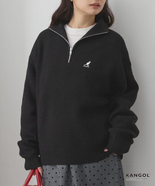 KANGOL（カンゴール）の「KANGOL/カンゴール 別注 ロゴ刺繍 バルキー オーバーサイズ ハーフジップニット（ニット/セーター・メンズ・アイボリー/チャコール/ワインレッド/ネイビー/ブラウン系/ブラック・S/M/L）」の12枚目の写真