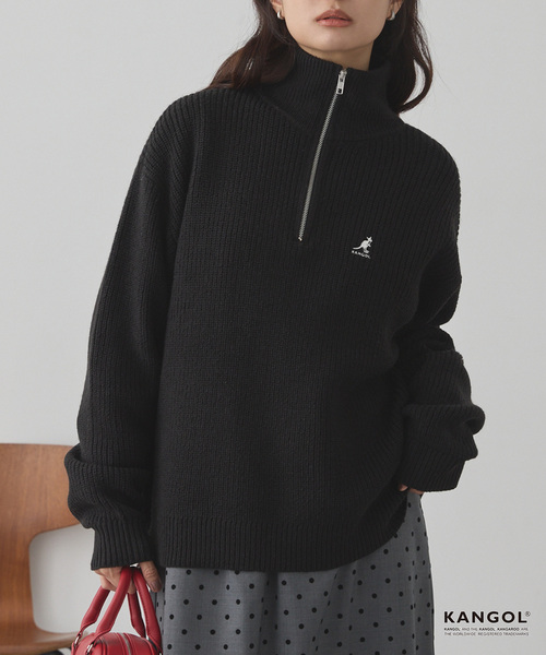 KANGOL（カンゴール）の「KANGOL/カンゴール 別注 ロゴ刺繍 バルキー オーバーサイズ ハーフジップニット（ニット/セーター・メンズ・アイボリー/チャコール/ワインレッド/ネイビー/ブラウン系/ブラック・S/M/L）」の15枚目の写真