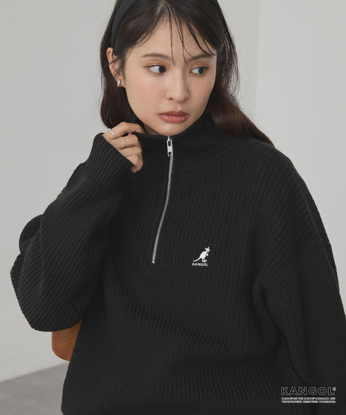 KANGOL（カンゴール）の「KANGOL/カンゴール 別注 ロゴ刺繍 バルキー オーバーサイズ ハーフジップニット（ニット/セーター・メンズ・アイボリー/チャコール/ワインレッド/ネイビー/ブラウン系/ブラック・S/M/L）」の17枚目の写真