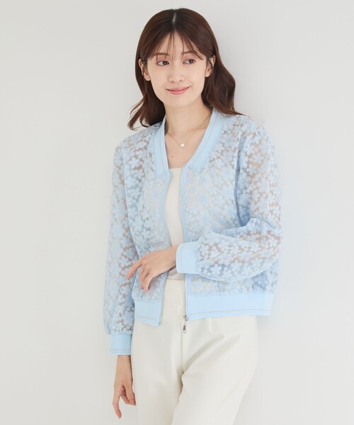 Jayro(ジャイロ)の「総レース花柄フルジップブルゾン(ブルゾン・レディース・ブラック系その他/サックスブルー・FREE)」の16枚目の写真