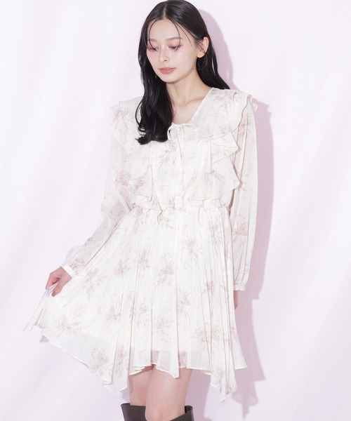 JILL by JILL STUART(ジルバイジルスチュアート)の「フラワープリントラッフルミニワンピース(ワンピース・レディース・ベージュ系その他/ラベンダー・FREE)」の19枚目の写真
