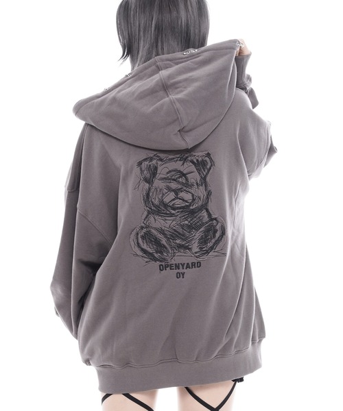 OY(オーワイ)の「『OY/オーワイ』PIERCE STITCH ODOLLY HOODIE ZIP UP/ピアスステッチオードリーパーカー(パーカー・レディース・グレー/ブラック・FREE)」の2枚目の写真