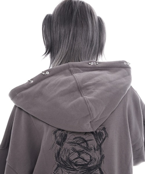 OY(オーワイ)の「『OY/オーワイ』PIERCE STITCH ODOLLY HOODIE ZIP UP/ピアスステッチオードリーパーカー(パーカー・レディース・グレー/ブラック・FREE)」の15枚目の写真