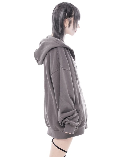 OY(オーワイ)の「『OY/オーワイ』PIERCE STITCH ODOLLY HOODIE ZIP UP/ピアスステッチオードリーパーカー(パーカー・レディース・グレー/ブラック・FREE)」の20枚目の写真