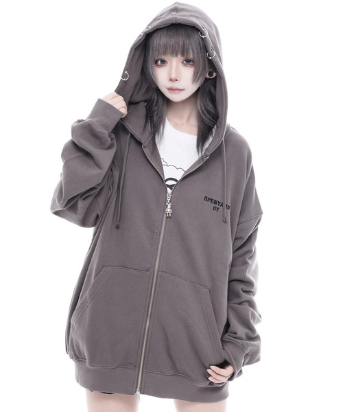 OY(オーワイ)の「『OY/オーワイ』PIERCE STITCH ODOLLY HOODIE ZIP UP/ピアスステッチオードリーパーカー(パーカー・レディース・グレー/ブラック・FREE)」の17枚目の写真