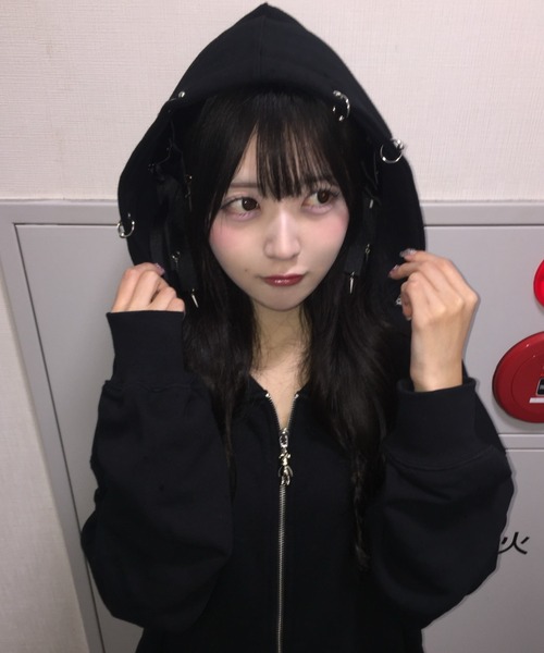 OY(オーワイ)の「『OY/オーワイ』PIERCE STITCH ODOLLY HOODIE ZIP UP/ピアスステッチオードリーパーカー(パーカー・レディース・グレー/ブラック・FREE)」の3枚目の写真