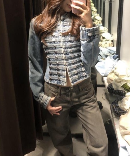 lulufa(ルルファ)の「ダブルボタン デニムナポレオンジャケット(デニムジャケット・レディース・ブラック/ブルー・LARGE/MEDIUM)」の16枚目の写真