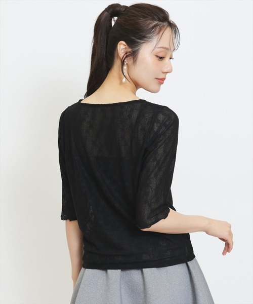 WILLSELECTION(ウィルセレクション)の「クルーネックレースインナートップス(Tシャツ/カットソー・レディース・オフホワイト/ブラック・FREE)」の5枚目の写真