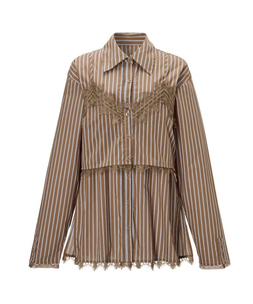 WILLFULLY(ウィルフリー)の「hem lace stripe bustier set SH(シャツ/ブラウス・レディース・レモンイエロー/サックスブルー/ブラウン・FREE)」の2枚目の写真