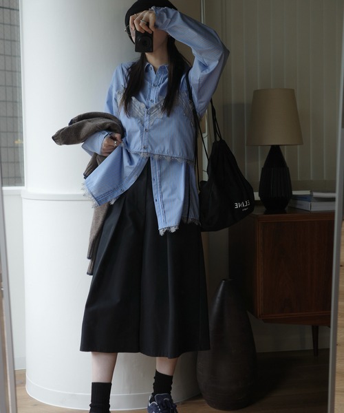 WILLFULLY(ウィルフリー)の「hem lace stripe bustier set SH(シャツ/ブラウス・レディース・レモンイエロー/サックスブルー/ブラウン・FREE)」の7枚目の写真