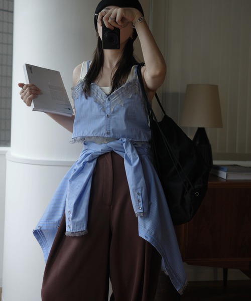 WILLFULLY(ウィルフリー)の「hem lace stripe bustier set SH(シャツ/ブラウス・レディース・レモンイエロー/サックスブルー/ブラウン・FREE)」の14枚目の写真