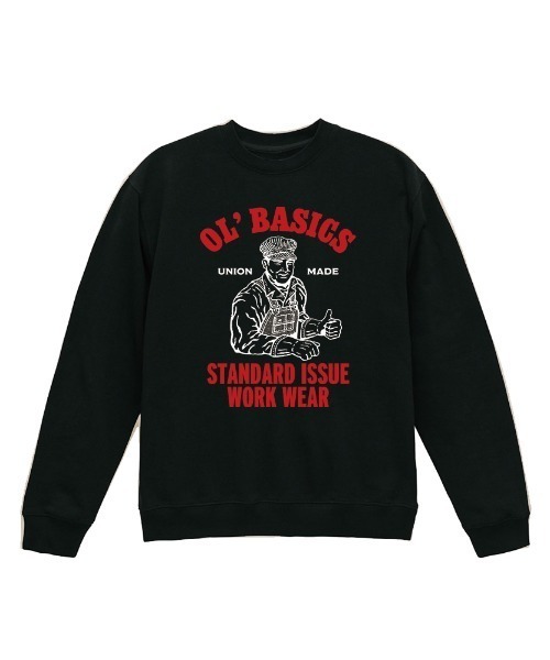 Ol' Basics（オールベーシックス）の「Ol' Basics（オール・ベーシックス） トレーナー スウェット ワーカーイラスト プリント 裏毛 トップス レディース ユニセックス（スウェット・レディース・ブラック/グレイッシュベージュ/アッシュ・S）」の2枚目の写真