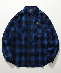 【FUBU/フブ】Studs Check Shirts/オーバーサイズ スタッズワーク チェックシャツ