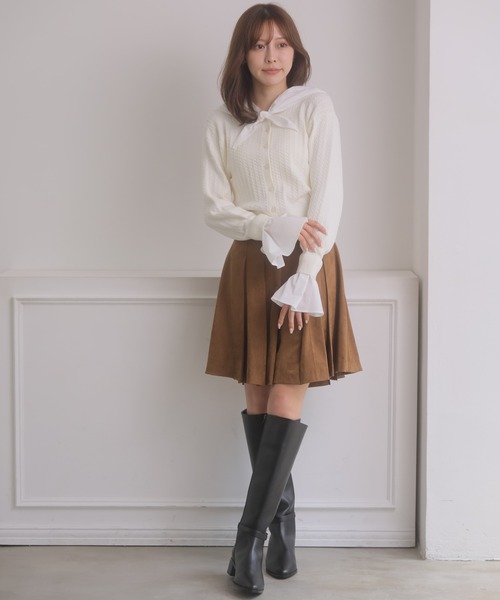 NOELA(ノエラ)の「スカーフ付きレイヤードニット(ニット/セーター・レディース・チャコール/ネイビー/オフホワイト・FREE)」の20枚目の写真